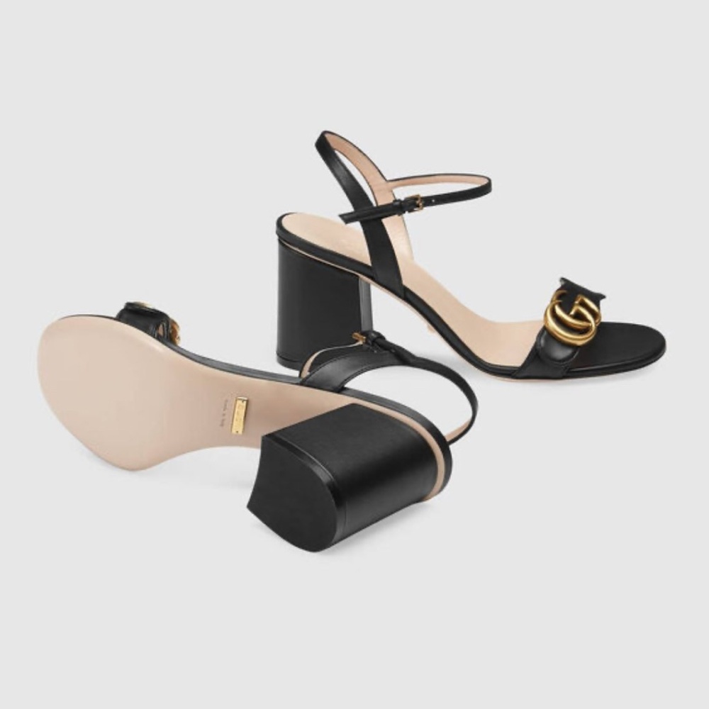 Gucci Black Heels with Gold Detail